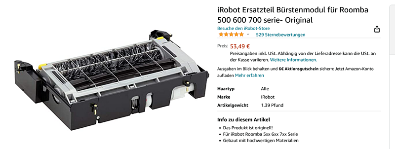 Натиснете снимката за да я уголемите

Име:Screenshot 2022-04-13 at 01-43-51 Amazon.de iRobot Ersatzteil Bürstenmodul für Roomba 500 600 700 serie- Original.png
Прегледи:192
Размер:231.2 КБ
ID:6846034